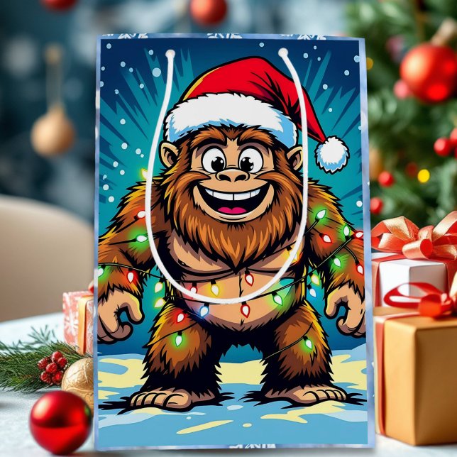 Sacola Para Presentes Média Funny Christmas Bigfoot Sasquatch (Criador carregado)