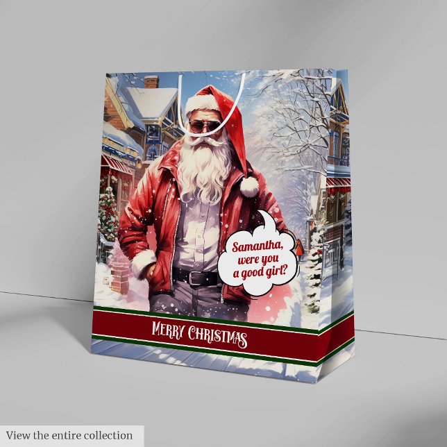 Sacola Para Presentes Média Funny Christmas Gift Bag Santa Medium Holiday Art (Funny Christmas Gift Bag Santa Medium Holiday Art)