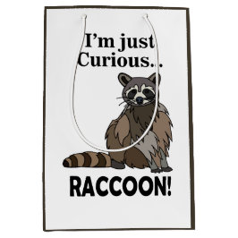 Sacola Para Presentes Média Funny Curious Raccoon
