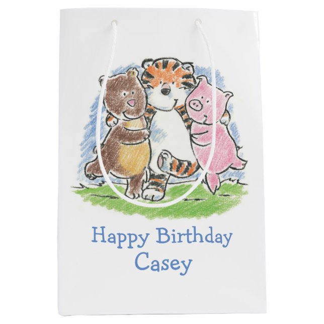 Sacola Para Presentes Média Furry Friends Trio Medium Gift Bag (Frente)