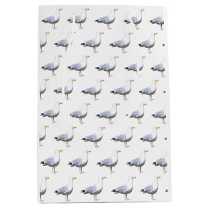 Sacola Para Presentes Média Gaivota em PéAve Costeira Vida Selvagem Oceânica B