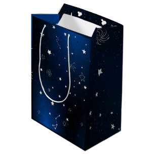 Sacola Para Presentes Média Galáxia Escura Com Estrelas