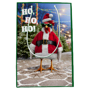 Sacola Para Presentes Média Galinha do Papai Noel