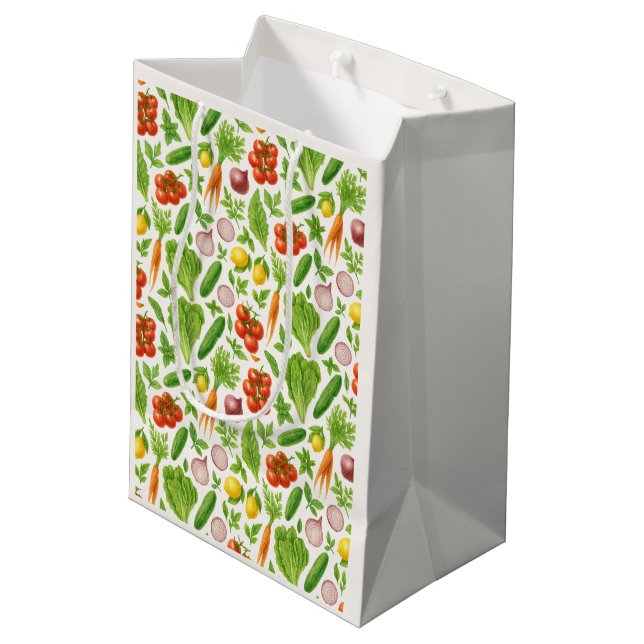 Sacola Para Presentes Média Garden-Fresh Veggies Gift Bag — Medium | Ivory (Verso inclinado)