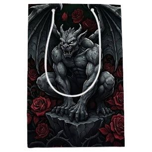 Sacola Para Presentes Média Gárgula e Rosas