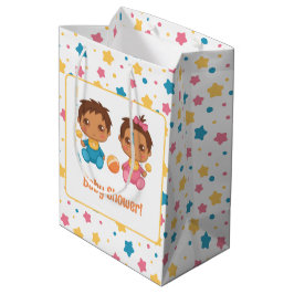 Sacola Para Presentes Média Garota chá de fraldas Gêmeas estrelas escuras