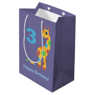 Sacola Para Presentes Média Garota Colorida Feliz Aniversário de Idade Persona
