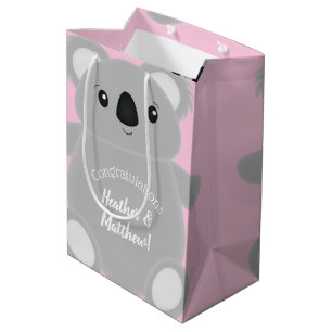 Sacola Para Presentes Média Garota de Chá de fraldas do Urso Koala