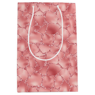 Sacola Para Presentes Média Garota Rosa Glitzy Impressão