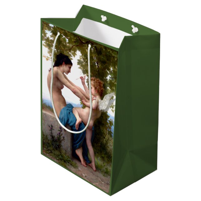 Sacola Para Presentes Média Garota Se Defendendo Contra Eros Cupid Belas Artes (Verso inclinado)