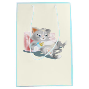 Sacola Para Presentes Média Gatinho De Bebê