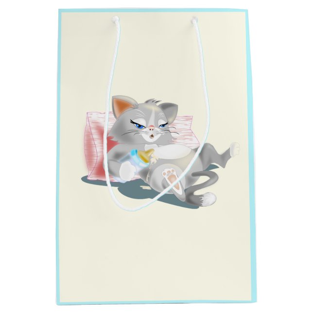 Sacola Para Presentes Média Gatinho De Bebê (Frente)