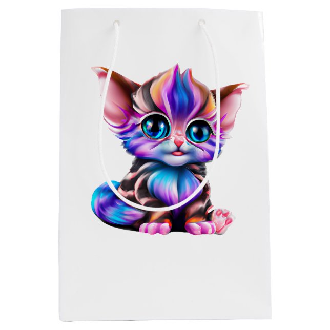 Sacola Para Presentes Média Gatinho Gatinho Gelado Kawaii (Frente)