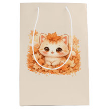 Gatinho Kawaii de Folha de Outono – Gato Aconchega
