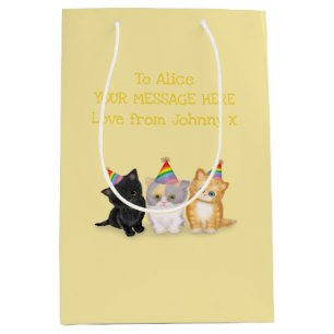 Sacola Para Presentes Média Gatinhos bonitos personalizados de presente de ani