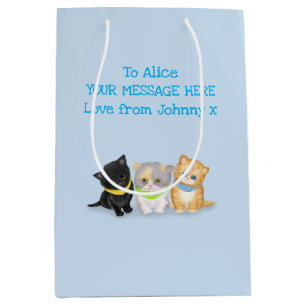 Sacola Para Presentes Média Gatinhos bonitos, saco de presentes personalizado