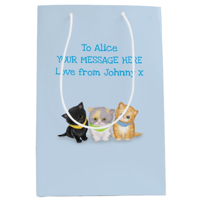 Sacola Para Presentes Média Gatinhos bonitos, saco de presentes personalizado  (Frente)