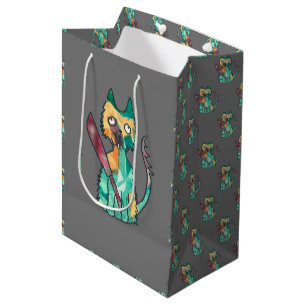 Sacola Para Presentes Média gato com faca