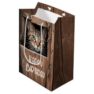 Sacola Para Presentes Média Gato De Celeiro Para Aniversário