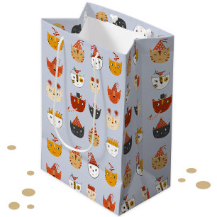 Sacola Para Presentes Média Gato de Festa Corta