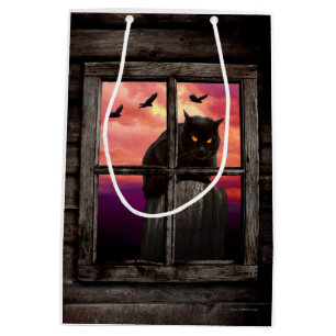 Sacola Para Presentes Média Gato do Dia das Bruxas