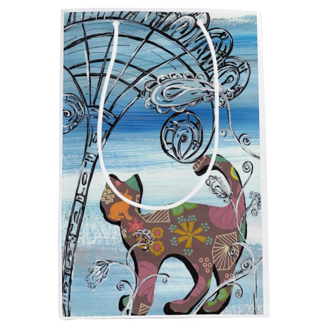 Sacola Para Presentes Média Gato do wintergarden (Frente)