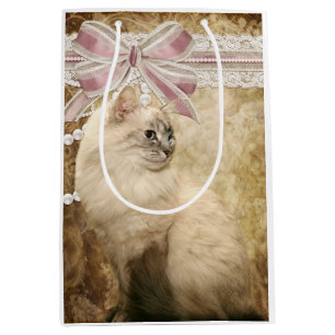 Sacola Para Presentes Média Gato elegante bonito do gatinho