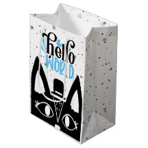 Gato Escandinavo Bonito com o "Hello World"