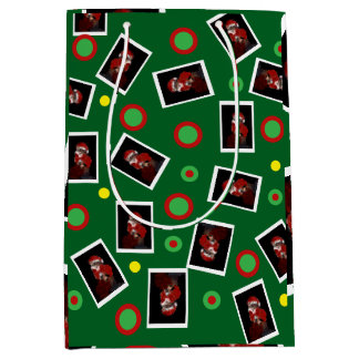 Sacola Para Presentes Média Gato Santa Divertido Tabby Pet Maureen Girard noël