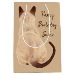 Sacola Para Presentes Média Gato Siamese de Sasha que senta o costume traseiro