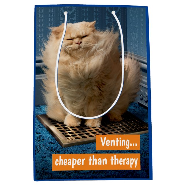 Sacola Para Presentes Média Gato sobre Grata (Frente)