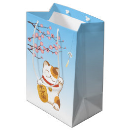 Sacola Para Presentes Média Gato Sortudo Japonês Calico Maneki Neko