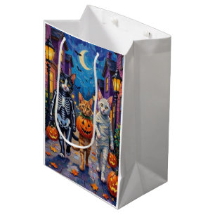 Sacola Para Presentes Média Gatos Angora Turcos em Fantasias de Halloween