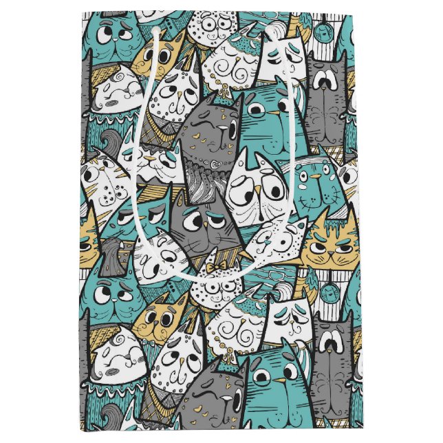 Sacola Para Presentes Média Gatos Brincadinhos (Frente)