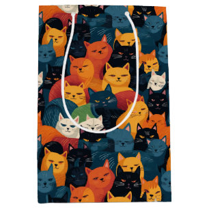 Sacola Para Presentes Média Gatos coloridos lotados dormindo