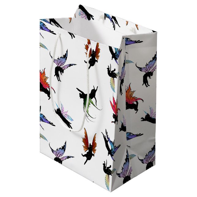 Sacola Para Presentes Média Gatos Cósmicos (Frente inclinada)