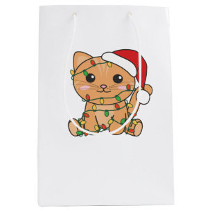 Sacola Para Presentes Média Gatos De Inverno De Natal