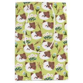 Sacola Para Presentes Média Gatos e Flores