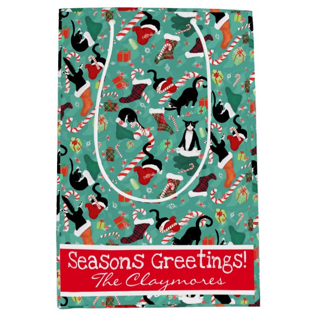 Sacola Para Presentes Média Gatos Engraçados e Medium-Gift Bag Personalizados (Frente)