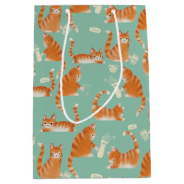 Sacola Para Presentes Média Gatos Laranja Maus A Baterem