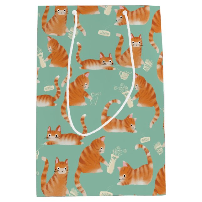 Sacola Para Presentes Média Gatos Laranja Maus A Baterem (Frente)