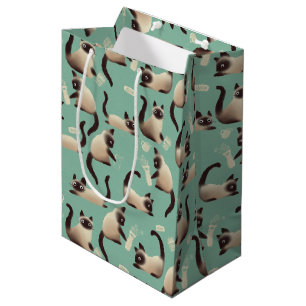 Sacola Para Presentes Média Gatos Siameses Ruins A Arrancar Coisas