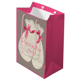 Sacola Para Presentes Média Gelado elegante, lua de inverno, frança rosa,