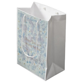 Sacola Para Presentes Média Gelo Geada Pewter Floco de Neve Natal Feliz Ano No