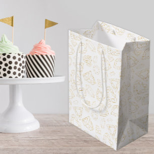 Sacola Para Presentes Média Gemstone Glam Birthday Gift Bag Dourado