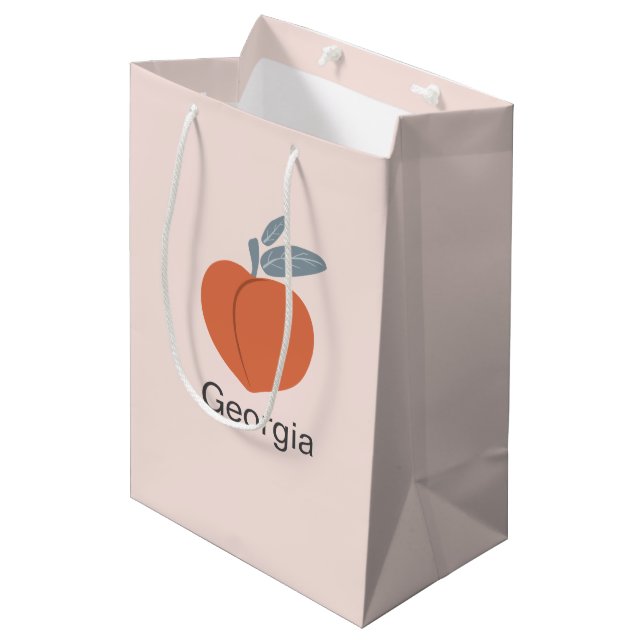 Sacola Para Presentes Média Georgia Peach fruta. (Frente inclinada)