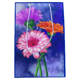 Sacola Para Presentes Média Gerberas Gift Bag Belos Flores de Cores