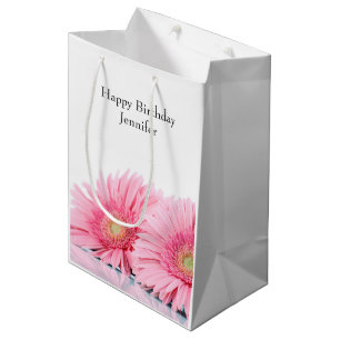 Sacola Para Presentes Média Gerberas Rosa Elegante Fotografia