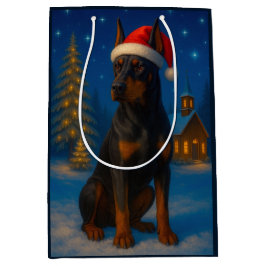 Sacola Para Presentes Média German Pinscher Holiday 