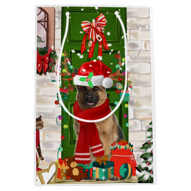 Sacola Para Presentes Média German shepherd Dog Gift Bag (Frente)